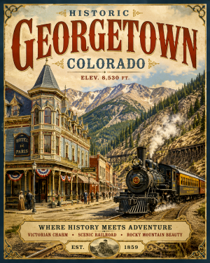 Historic Georgetown Colorado Victorian Mining Town Matted Art Print - Wholesale Travel Souvenir