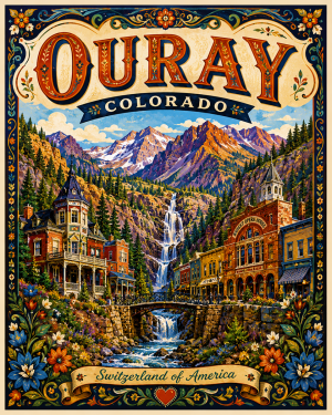 Historic Ouray Colorado Matted Print - Wholesale Souvenir