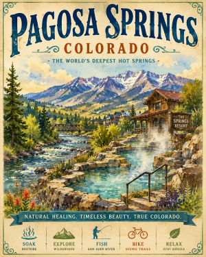 Historic Pagosa Springs Colorado Outdoor Sports Matted Print - Wholesale Souvenir