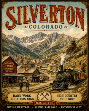 Historic Silverton Colorado Matted Art Print - Wholesale Western Souvenir