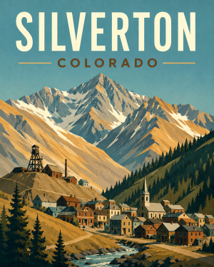 Historic Silverton Colorado San Juan Mining Town Matted Art Print - Wholesale Western Souvenir