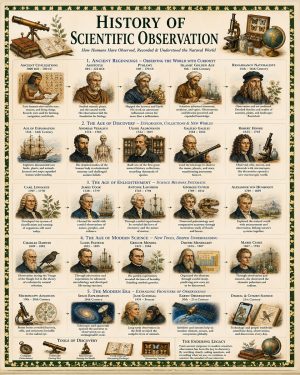History of Scientific Observation Matted Art Print - Educational Science History Chart