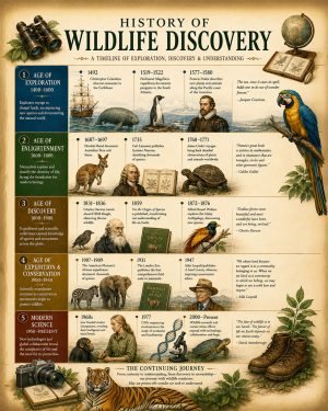History of Wildlife Discovery Matted Art Print - Educational Science Chart