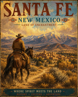 Horseback Near Santa Fe Matted Art Print - Wholesale New Mexico Home Decor