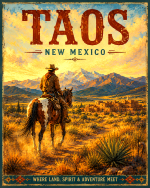 Horseback Ride Near Taos Art Print in Mat - Wholesale New Mexico Decor
