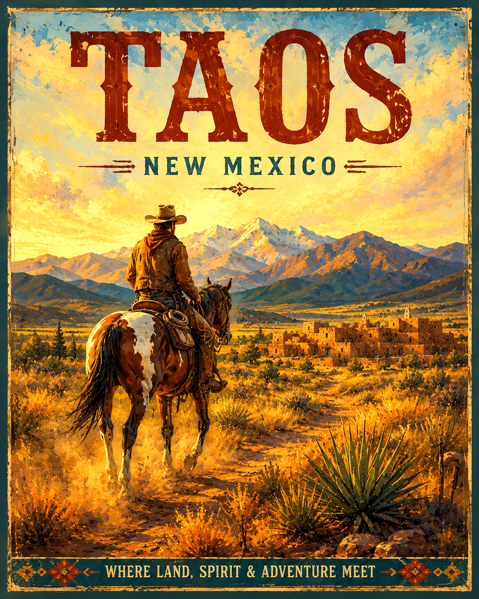 Horseback Ride Near Taos Art Print in Mat - Wholesale New Mexico Decor
