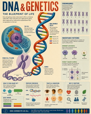 Infographic Explaining DNA and Genetics Matted Art Prints for Classrooms