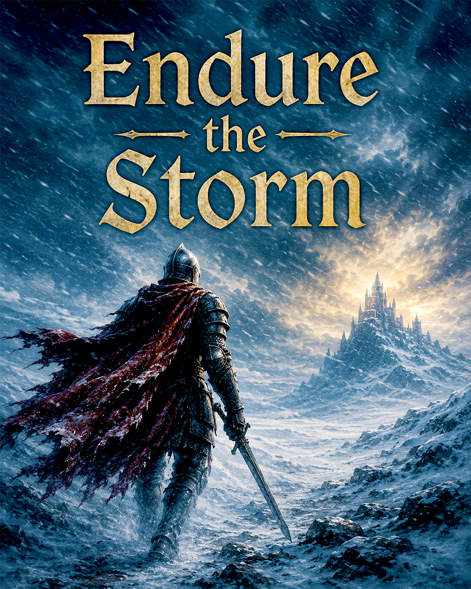 Knight Wall Art Matted Art Print - Endure the Storm Medieval Fantasy Decor