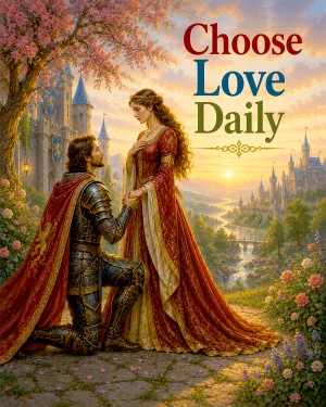 Knight and Princess Wall Art Matted Art Print - Choose Love Daily Medieval Romance Decor