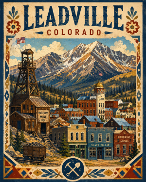 Leadville Colorado High Altitude Historic District Matted Print - Wholesale Mountain Wall Art