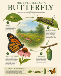 Lifecycle of a Butterfly Matted Art Prints for Classrooms