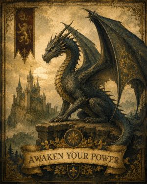 Medieval Castle Dragon - Awaken Your Power - Matted Art Print