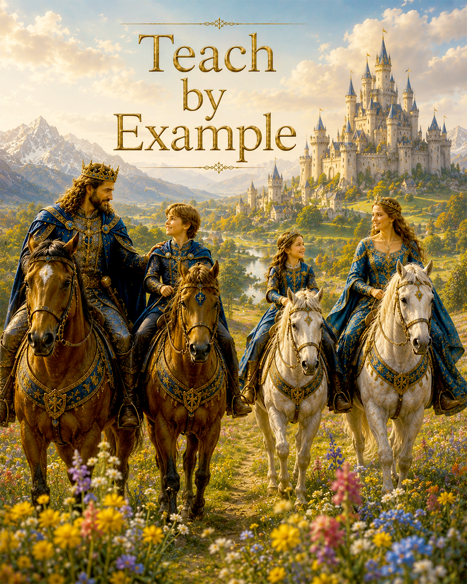 Medieval Family Adventure Wall Art Matted Art Print - Teach by Example Fantasy Decor