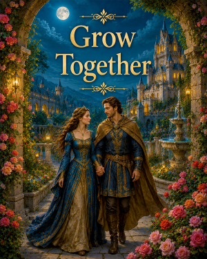 Medieval Garden Romance Wall Art Matted Art Print - Grow Together Fantasy Love Decor