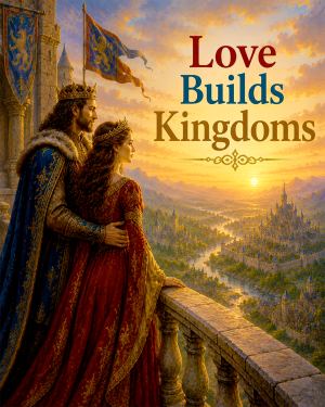 Medieval King and Queen Wall Art Matted Art Print - Love Builds Kingdoms Fantasy Romance Decor