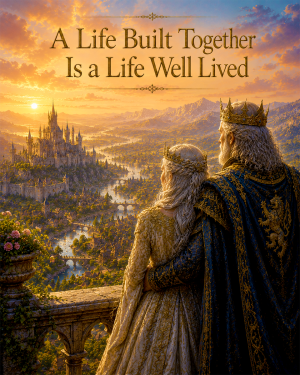Medieval Kingdom Wall Art Matted Art Print - A Life Built Together Is a Life Well Lived Fantasy Romance Decor