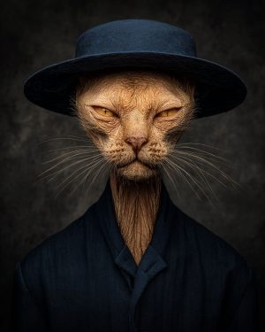 Miller the Wretched Old Cowboy Cat - Matted Art Print for Cabin Wall Art