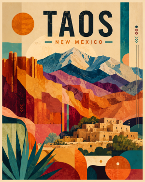 Modern Taos Matted Artwork - Wholesale New Mexico Home Decor