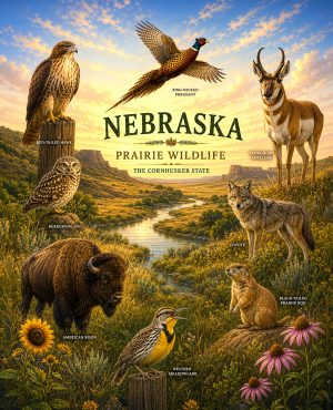 Nebraska-Prairie-Wildlife-Matted-Art-PrintQQNative-Plains-Animal-Collage