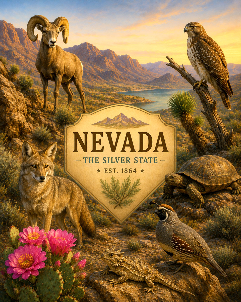 Nevada-Desert-Wildlife-Collection-Matted-Art-PrintQQSouthwest-Nature-Wall-Art
