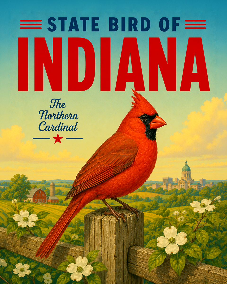 Northern Cardinal Indiana State Bird Matted Art Print - Elegant Cardinal Portrait for Traditional Home Gallery