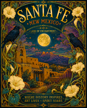 Nouveau Santa Fe Matted Art Print - Historic New Mexico Wholesale