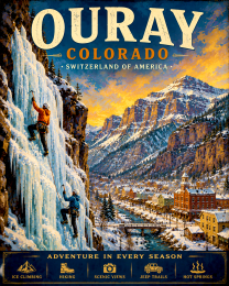 Ouray Colorado Ice Wall Climbing Matted Print - Wholesale Souvenir