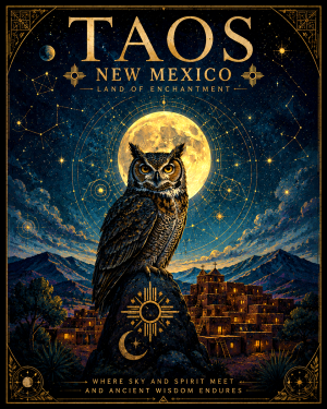 Owl Near Taos Art Print in Mat - Wholesale New Mexico Decor