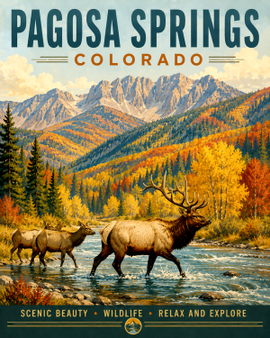 Pagosa Springs Colorado Elk Matted Art Print - Wholesale Wildlife Souvenir