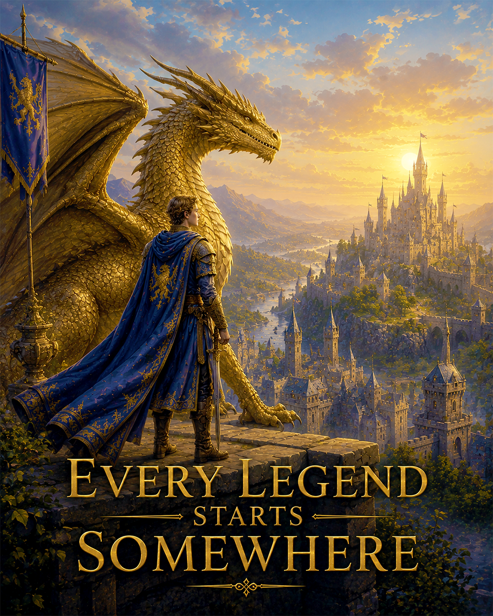 Prince and Dragon Wall Art Matted Art Print - Every Legend Starts Somewhere Kingdom Decor