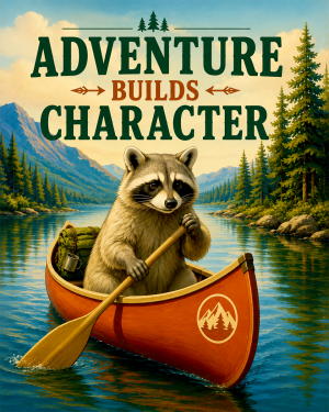 Raccoon Canoe Wall Art Matted Art Print - Adventure Decor with Motivational Saying