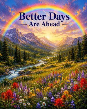 Rainbow Valley Wall Art Matted Art Print - Better Days Are Ahead Inspirational Decor