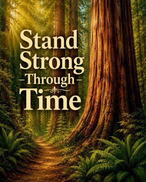 Redwood Forest Wall Art Matted Art Print - Stand Strong Through Time Inspirational Nature Decor