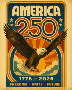 Retro 1970's Style America 250 Eagle Poster Matted Art Print