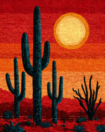 Retro Southwestern Desert Landscape Matted Print - Wholesale Wall Art