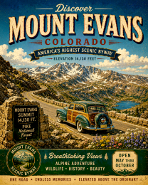 Retro Style Monta Evand Highway Colorado Matted Print - Wholesale High Peaks Souvenir