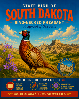 Ring Necked Pheasant South Dakota State Bird Matted Art Print - Stunning Upland Game Bird Illustration for Rustic Lodge Decor