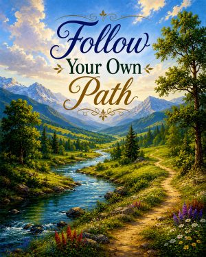 River Valley Wall Art Matted Art Print - Follow Your Own Path Inspirational Decor