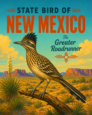 Roadrunner New Mexico State Bird Matted Art Print - Iconic Desert Wildlife Art for Bold Southwestern Interiors