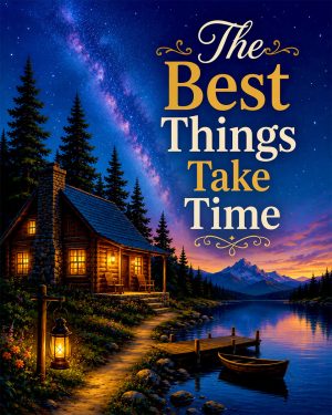 Rustic Cabin Wall Art Matted Art Print - The Best Things Take Time Motivational Decor