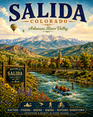 Salida Colorado Arkansas River Valley Matted Art Print - Wholesale High Desert Mountain Decor