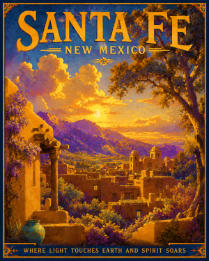 Santa Fe Matted Artwork - Enchanting New Mexico Wholesale Decor