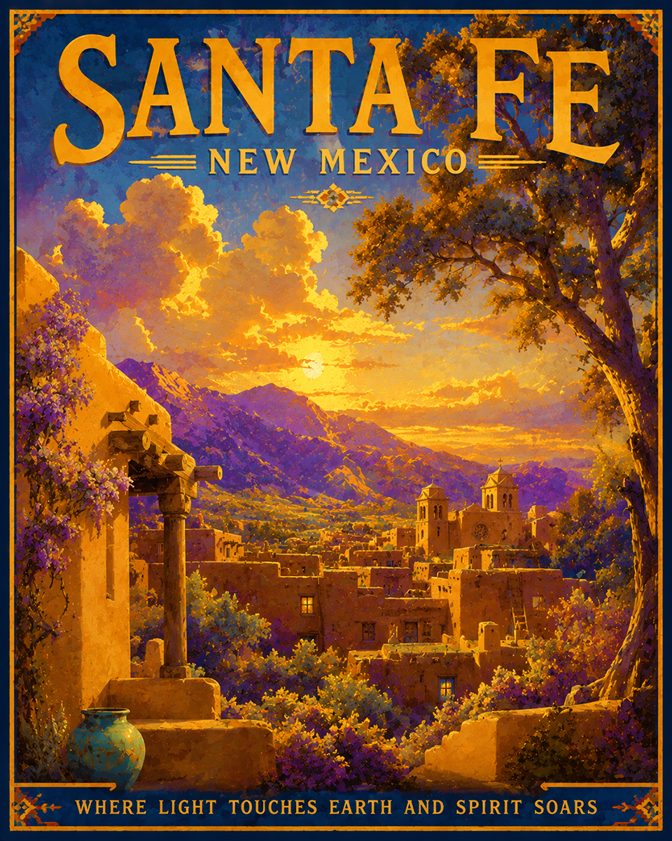 Santa Fe Matted Artwork - Enchanting New Mexico Wholesale Decor