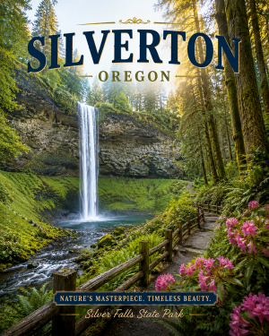 Silverton Oregon Silver Falls State Park Waterfalls Matted Art Print - Wholesale Botanical & Nature Art