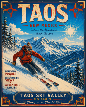 Ski Taos Matted Artwork - Wholesale New Mexico Home Decor