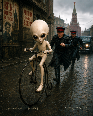 Skinny-Bob-Escapes-Alien-Matted-Print-Mystical-Wholesale-Extraterrestrial-Art