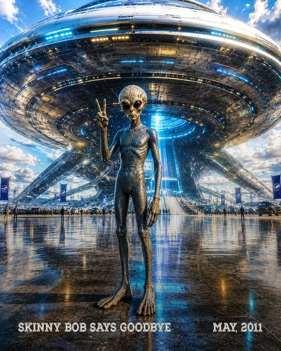 Skinny Bob Goodbye - Alien Matted Art Print - Wholesale Metaphysical Decor