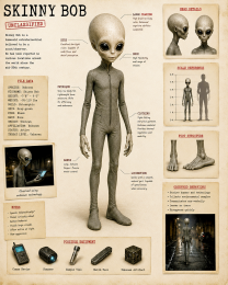 Skinny-Bob-the-Alien-Close-Encounter-Matted-Art-Print-Wholesale-Roswell-Style-Decor