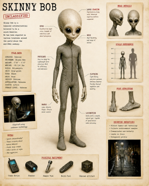 Skinny-Bob-the-Alien-Close-Encounter-Matted-Art-Print-Wholesale-Roswell-Style-Decor