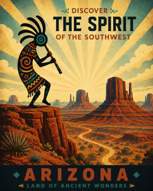 Southwestern Kokopelli Matted Print - Wholesale Wall Art